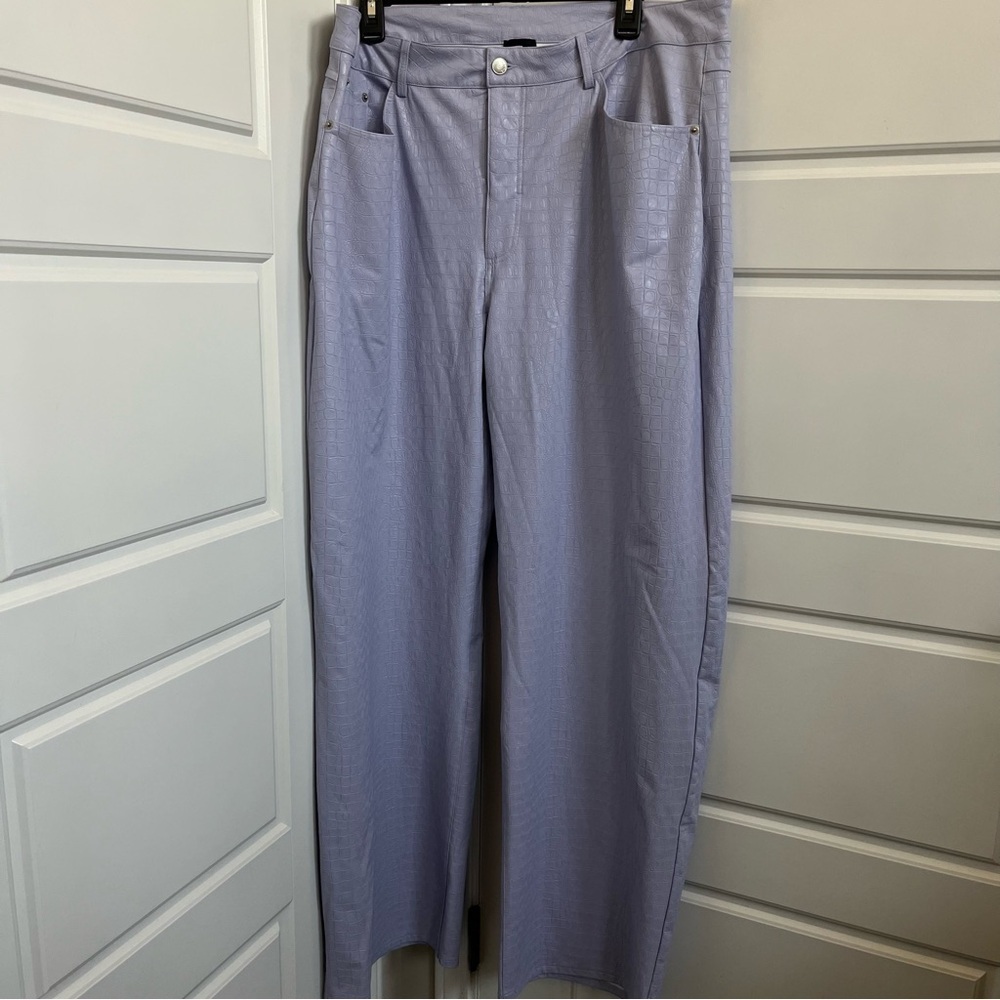 Naked Wardrobe Purple Straight Croc Faux Leather Straight Leg Pants Size 2X